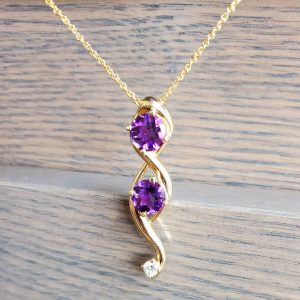double amethyst birthstone necklace custom created by the jeweler ryan