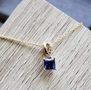 square sapphire birthstone necklace custom created by the jeweler ryan