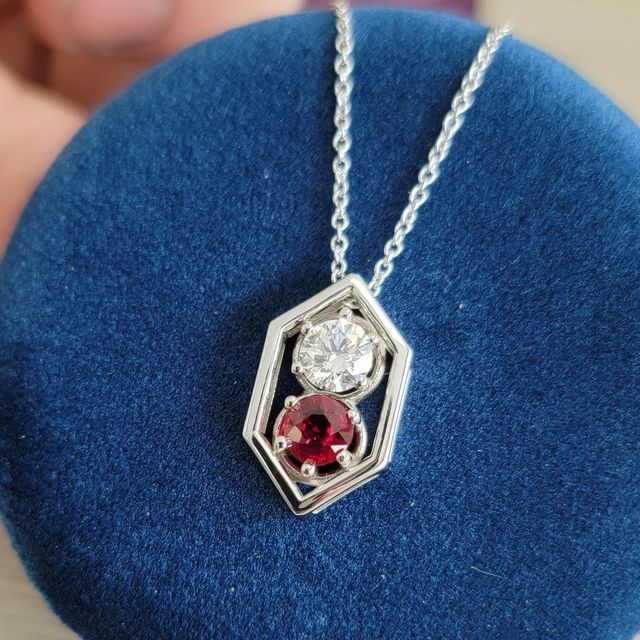 diamond and ruby birthstone necklace from the jeweler ryan