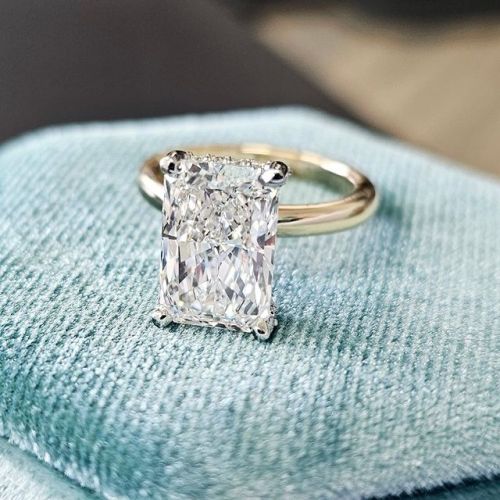 Custom emerald cut diamond engagement ring created by The Jeweler Ryan